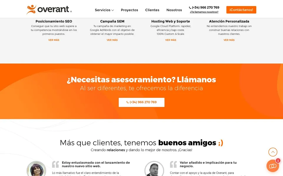 Servicios y testimonios de clientes