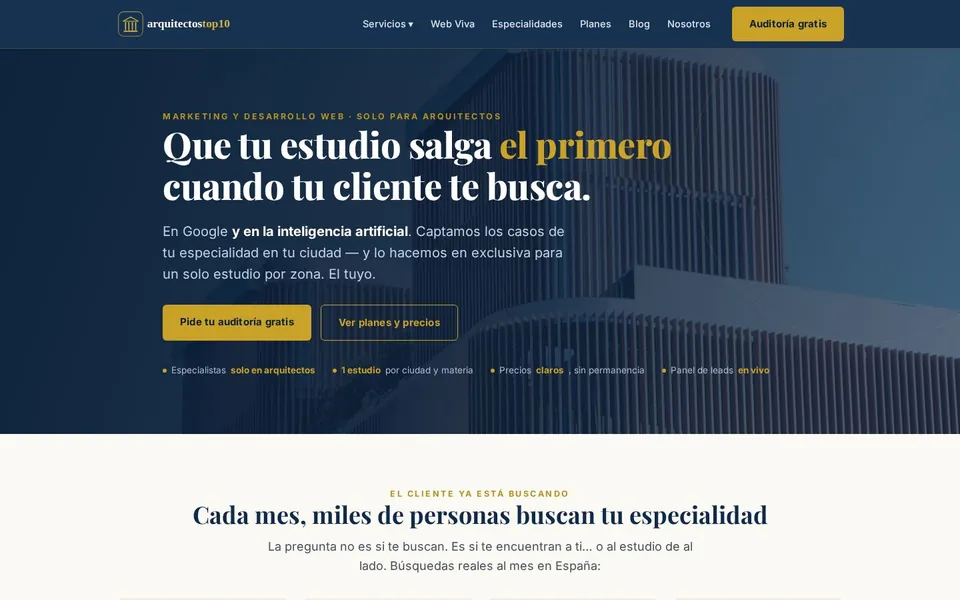 Portada: propuesta de valor para estudios de arquitectura