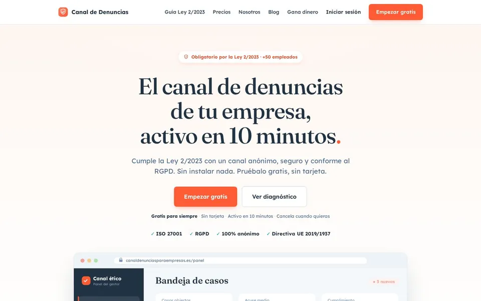 Captura de Canal de Denuncias para Empresas
