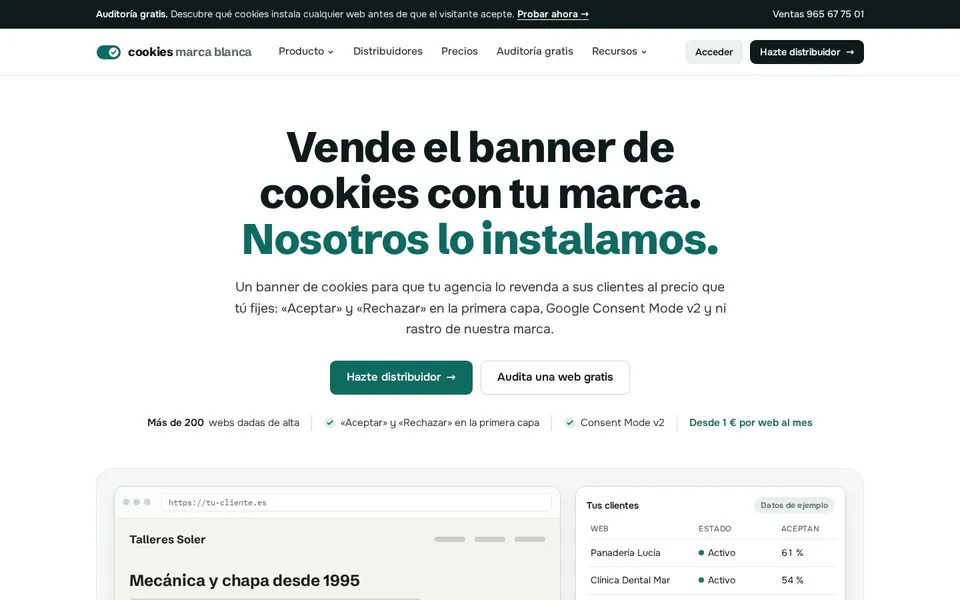 Captura de cookies marca blanca
