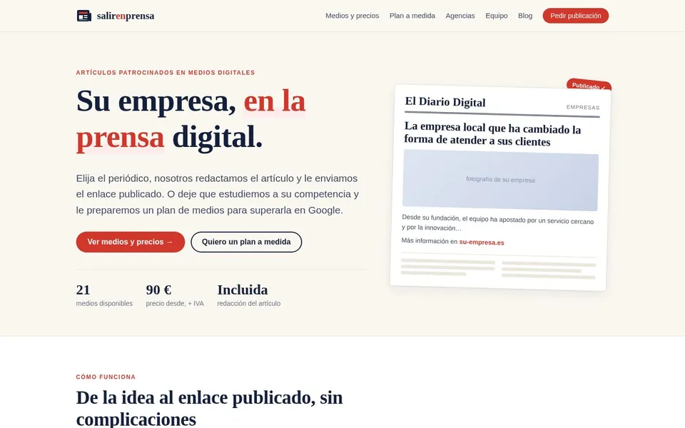 Portada: su empresa, en la prensa digital
