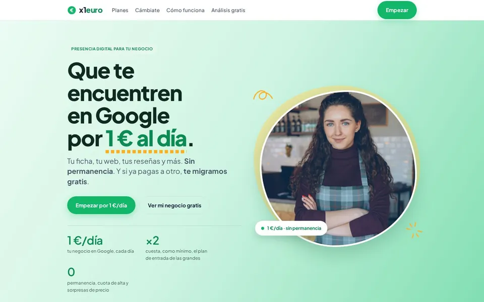 Portada: tu negocio en Google por 1 € al día